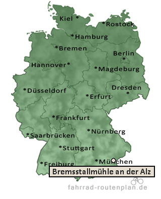 Entfernung Bremsstallm&uuml;hle an der Alz