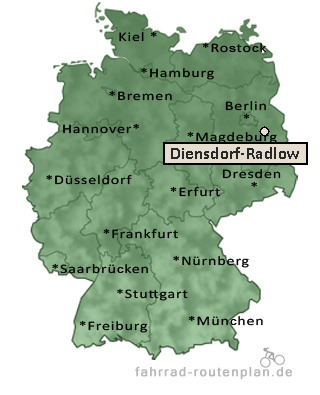 Entfernung Diensdorf-Radlow