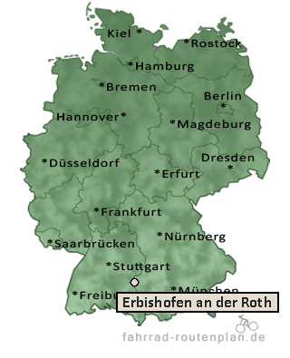 Entfernung Erbishofen an der Roth