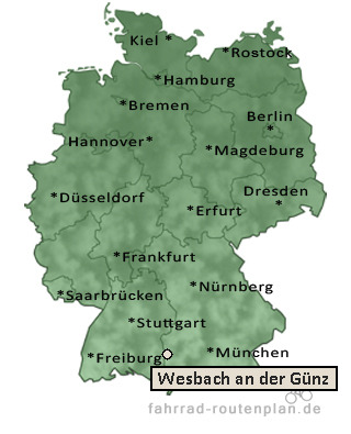 Entfernung Wesbach an der G&uuml;nz